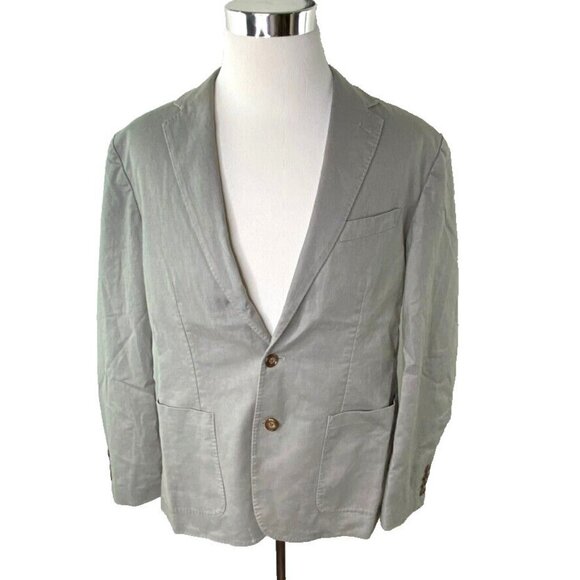 J.Crew Mens $228 Slim Fit Suit Jacket Stretch Hemp-Cotton Grey Size L BC612 - Picture 2 of 12